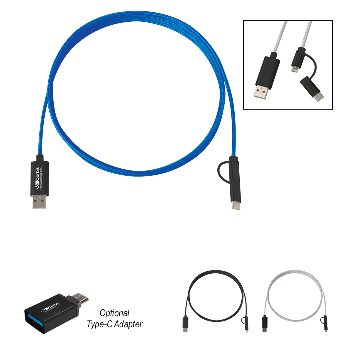 #2928 - 3-IN-1 10 FT. BRAIDED CHARGING CABLE