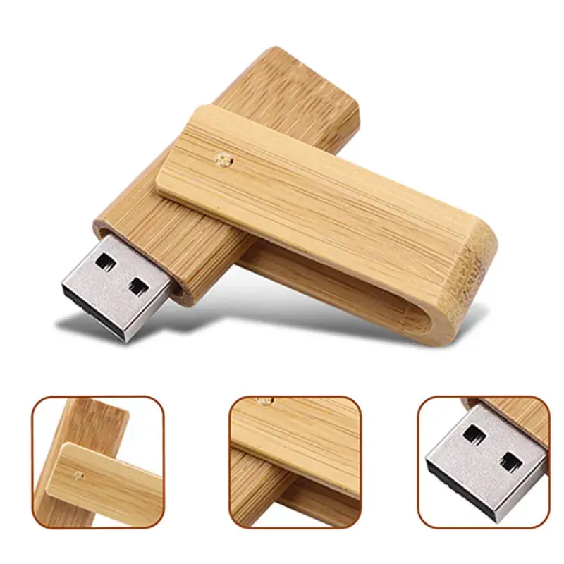 customized bamboo swivel usb flash drives